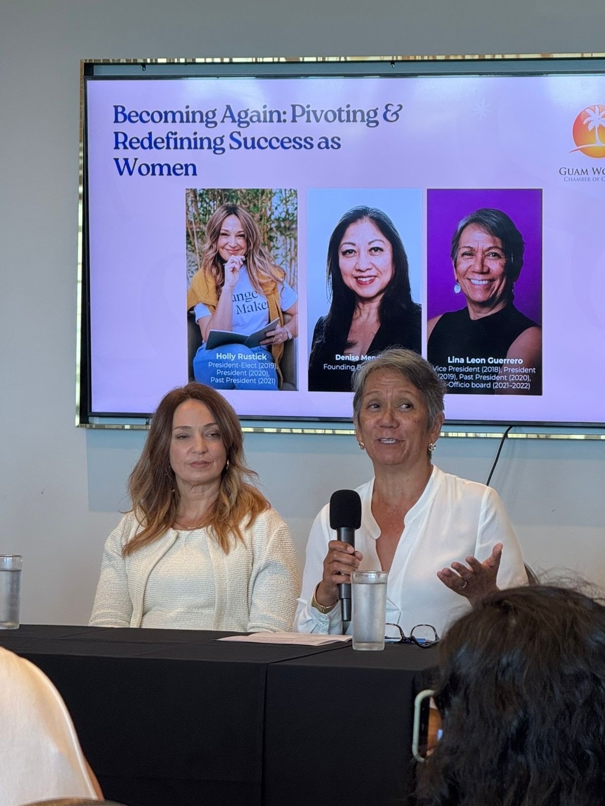 Lina speaking at a Guam Women's Chamber of Commerce panel event